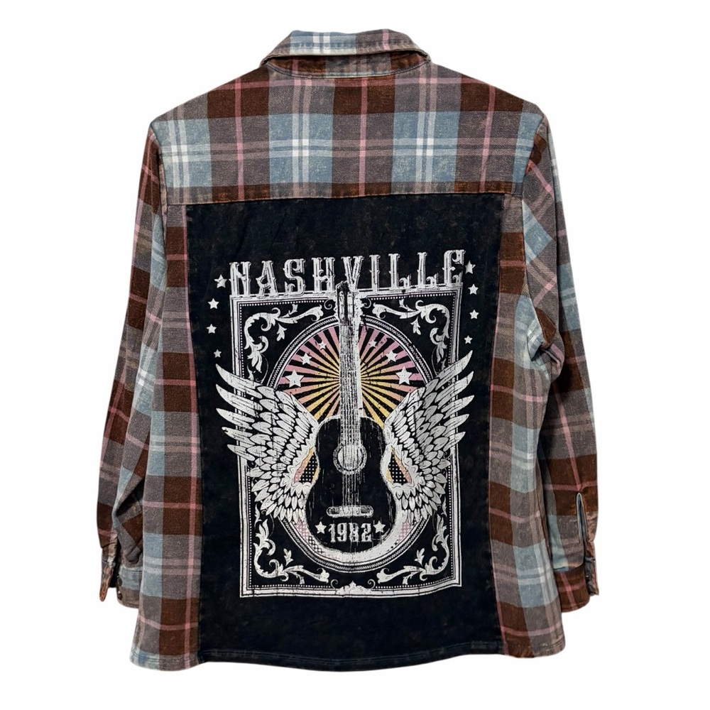 ALTAR'D STATE Plaid Long Sleeve Nashville Patch Button Down Shirt XS - Picture 7 of 16